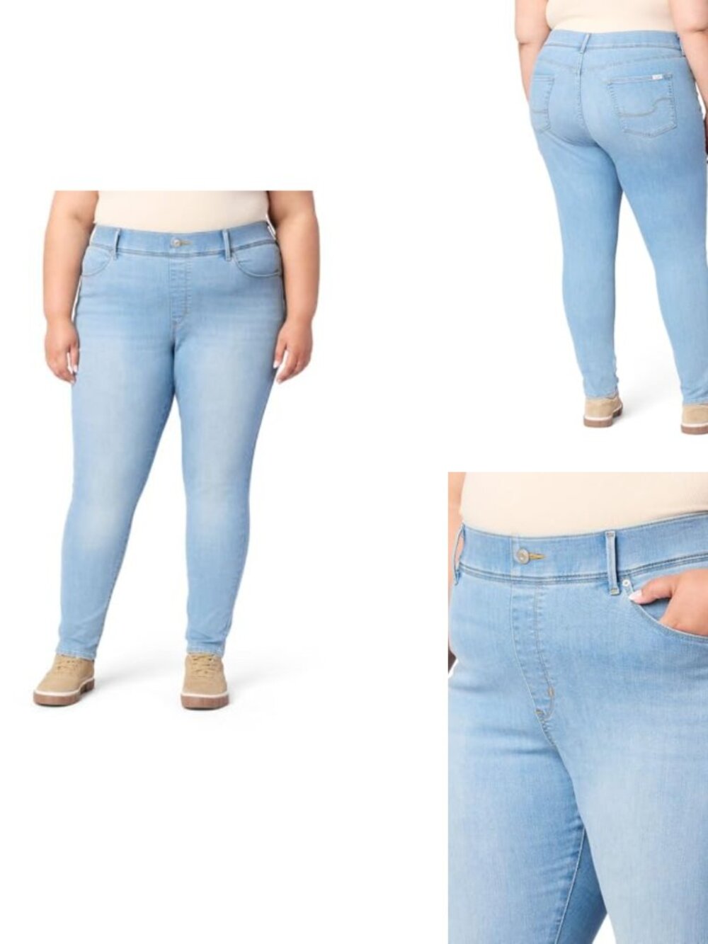 Women's Pull-On Skinny Jeans with Tummy-Slimming Panel - Mid Rise
